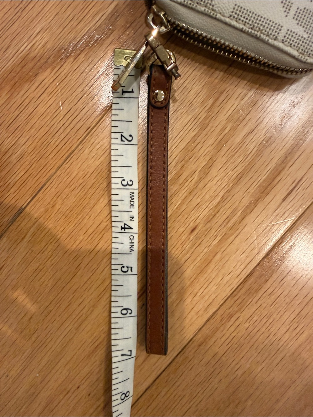 Michael Kors Cream and Brown Logo Zip Wristlet Wallet - Picture 9 of 9